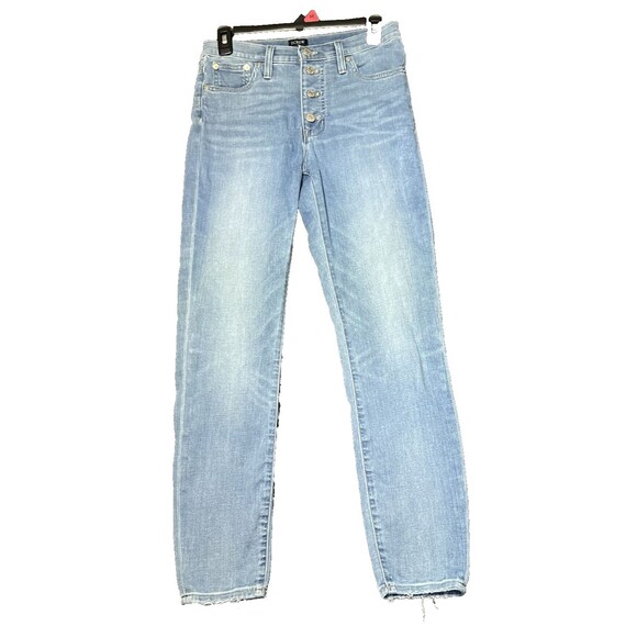 J Crew High Rise Skinny Blue Jeans Womens‎ Size 27 4 Button Closure Distressed - Picture 1 of 16